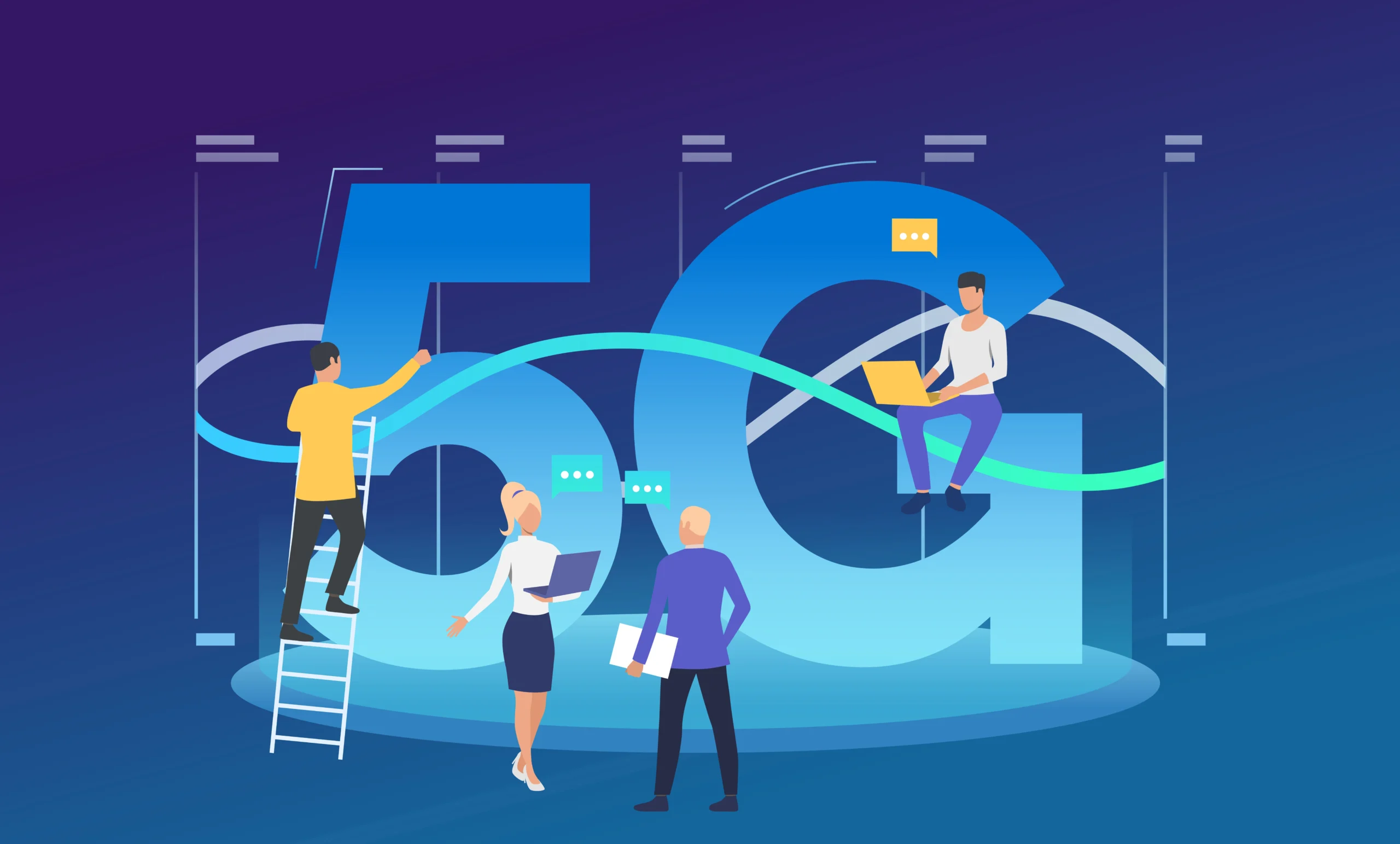 Team of developers enhancing 5G network capabilities for improved connectivity.